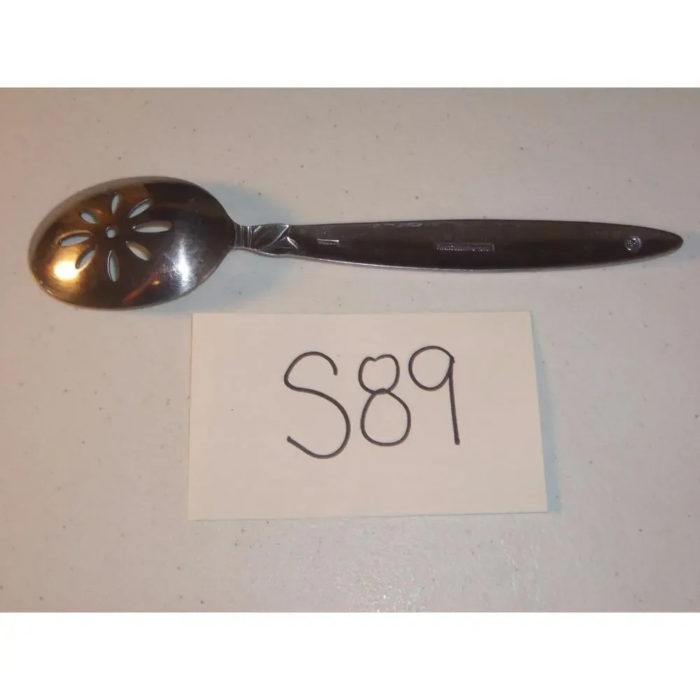 Pfaltzgraff Satin Laurel Pierced Solid Serving Spoon Stainless 18/0 -0316S89